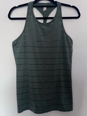 Athleta Olive Green Striped Racerback Tank